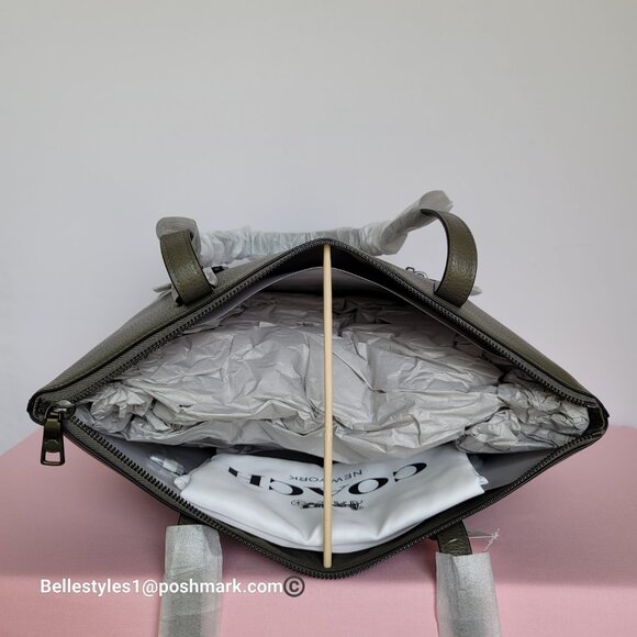 COACH Taylor Polished Pebbled Leather Large Tote- Army Green color ⭐ - Picture 10 of 16